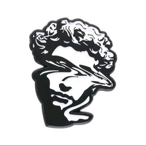 Unique black white enamel pin face bust Gothic vintage statue David brooch